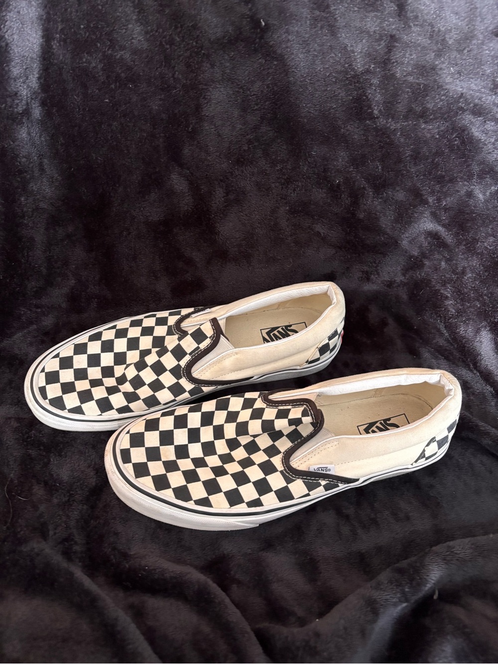 Vans mens Classic Slip-On Checkerboard - Black/White